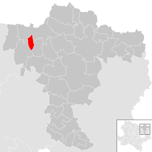 Lage der Gemeinde Unterstinkenbrunn im Bezirk Mistelbach (anklickbare Karte)