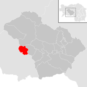 Lage der Gemeinde Unzmarkt-Frauenburg im Bezirk Murtal (anklickbare Karte)