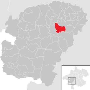 Lage der Gemeinde Vöcklabruck im Bezirk Vöcklabruck (anklickbare Karte)