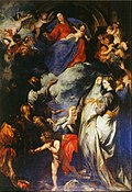 Rosenkranzmadonna (1624–25), 397 × 278 cm, Oratorio del Rosario di San Domenico, Palermo