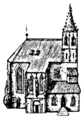 Zeichnung der oberirdischen Magdalenenkapelle im Jahre 1609