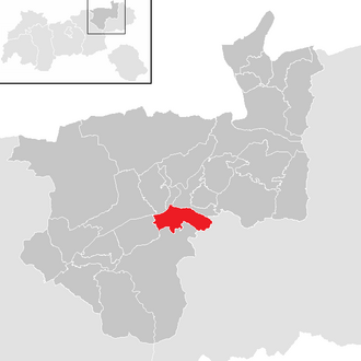 Lage der Gemeinde Wörgl im Bezirk Kufstein (anklickbare Karte)