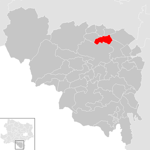Lage der Gemeinde Würflach im Bezirk Neunkirchen (anklickbare Karte)