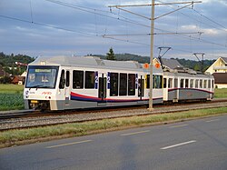 Die Niederflursteuerwagen Bt 55 der Travys und ABt 51–61 der AAR Bus+Bahn (Bild) entsprechen im Prinzip einem GTW-Endwagen (2007/08).