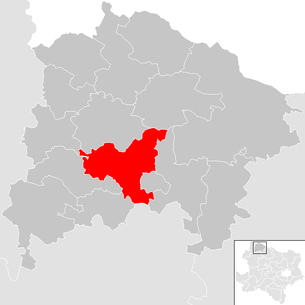 Lage der Gemeinde Waidhofen an der Thaya im Bezirk Waidhofen an der Thaya (anklickbare Karte)
