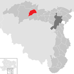 Lage der Gemeinde Waidmannsfeld im Bezirk Wiener Neustadt-Land (anklickbare Karte)