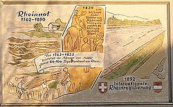 Wandbild zur Rheinregulierung (außen am Gemeindeamt)