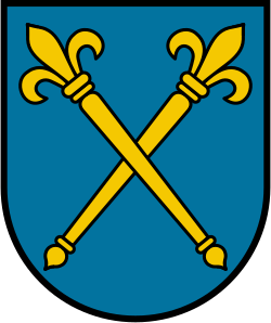 MarktgemeindeEggelsbergIn Blau zwei goldene, schräggekreuzte Zepter.