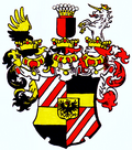 Wappen: links Ritter Regner von Bleyleben und rechts Freiherrn Regner von Bleyleben