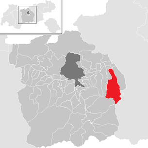 Lage der Gemeinde Wattenberg im Bezirk Innsbruck-Land (anklickbare Karte)