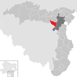 Lage der Gemeinde Weikersdorf am Steinfelde im Bezirk Wiener Neustadt-Land (anklickbare Karte)