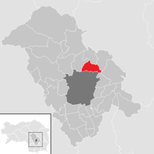 Lage der Gemeinde Weinitzen im Bezirk Graz-Umgebung (anklickbare Karte)