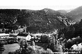 Weissenbach an der Triesting, Niederösterreich, Zweigwerk William Prym von Südwest gesehen (1908)
