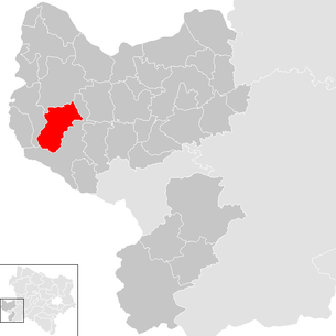 Lage der Gemeinde Weistrach im Bezirk Amstetten (anklickbare Karte)