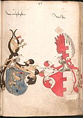 Losensteiner Wappen, „Wernigeroder (Schaffhausensches) Wappenbuch“; Süddeutschland 4. Viertel 15. Jh.