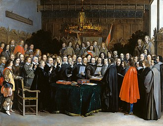 Der Friede von Münster (The swearing of the oath of ratification of the treaty of Münster in 1648) (Gerard ter Borch)