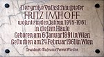 Fritz Imhoff – Gedenktafel