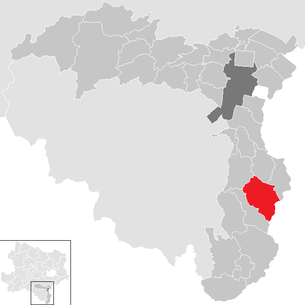 Lage der Gemeinde Wiesmath im Bezirk Wiener Neustadt-Land (anklickbare Karte)