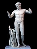 Kopie des Diadomenos (mit zusätzlich stützendem Baumstrunk), Delos, 100 v. Chr., Archäologisches Nationalmuseum, Athen