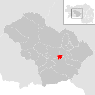 Lage der Gemeinde Zeltweg im Bezirk Murtal (anklickbare Karte)