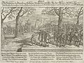 Aschermittwochumzug auf dem Lindenhof zum Andenken an die Zürcher Mordnacht 1350, Radierung von Conrad und Johannes Meyer, um 1676