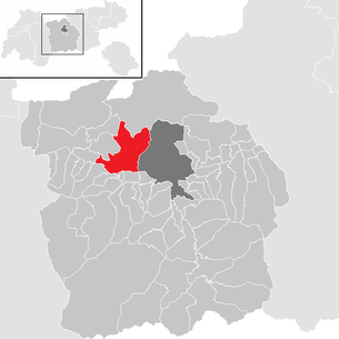Lage der Gemeinde Zirl im Bezirk Innsbruck-Land (anklickbare Karte)