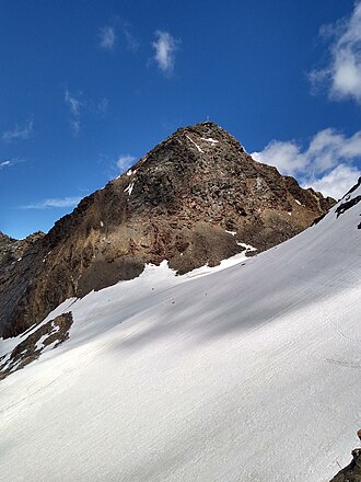 Der Gipfelaufbau der Zufrittspitze von Südwesten