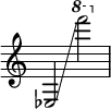  { \override Score.TimeSignature #'stencil = ##f
    es2 \glissando \ottava #1 f''''2 }
