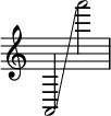  { \override Score.TimeSignature #'stencil = ##f
    a,2 \glissando a'''2 }

