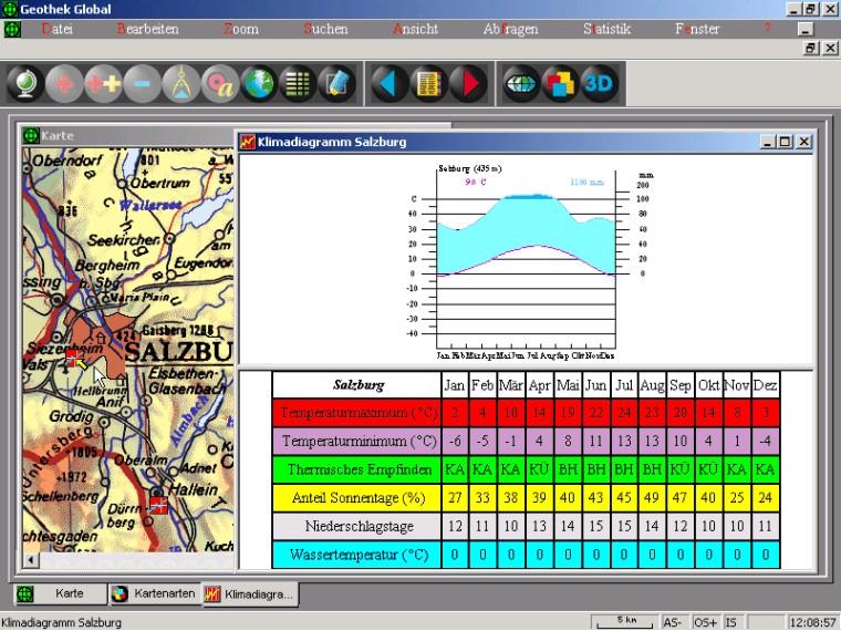 Reliefkarte: Klimadiagramm