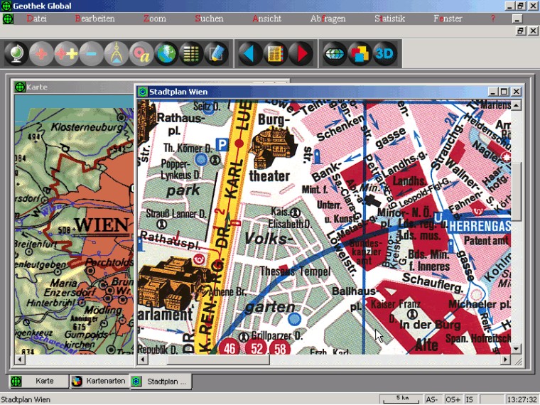 Reliefkarte: Stadtplan