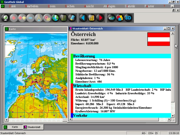 Reliefkarte: Staatenblatt