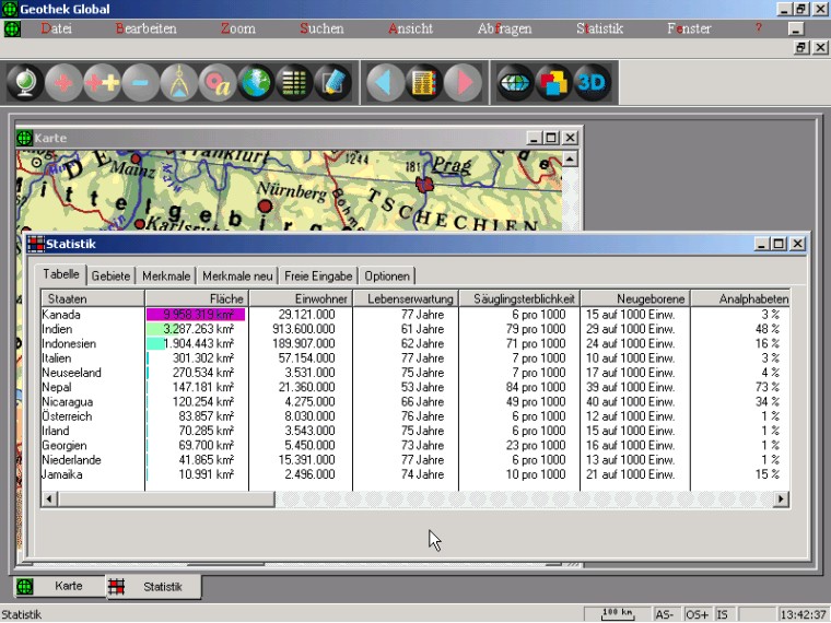 Reliefkarte: Statistik