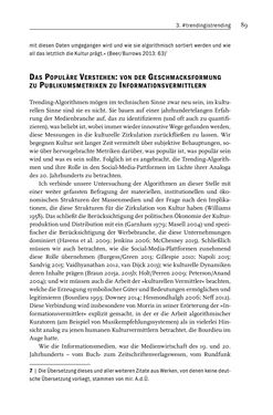 Image of the Page - 89 - in Algorithmuskulturen - Über die rechnerische Konstruktion der Wirklichkeit