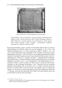 Image of the Page - 32 - in Der sogenannte Antiquus Austriacus und weitere auctores antiquissimi - Zur ältesten Überlieferung römerzeitlicher Inschriften im österreichischen Raum