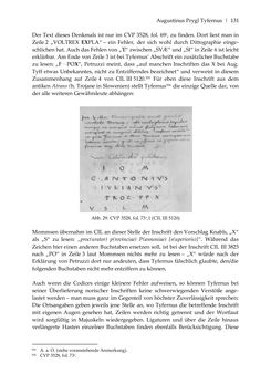 Image of the Page - 131 - in Der sogenannte Antiquus Austriacus und weitere auctores antiquissimi - Zur ältesten Überlieferung römerzeitlicher Inschriften im österreichischen Raum