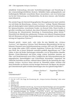 Bild der Seite - 140 - in Der sogenannte Antiquus Austriacus und weitere auctores antiquissimi - Zur ältesten Überlieferung römerzeitlicher Inschriften im österreichischen Raum