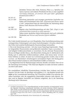 Bild der Seite - 151 - in Der sogenannte Antiquus Austriacus und weitere auctores antiquissimi - Zur ältesten Überlieferung römerzeitlicher Inschriften im österreichischen Raum