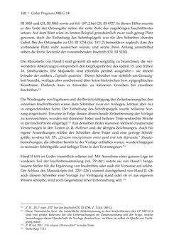 Bild der Seite - 168 - in Der sogenannte Antiquus Austriacus und weitere auctores antiquissimi - Zur ältesten Überlieferung römerzeitlicher Inschriften im österreichischen Raum
