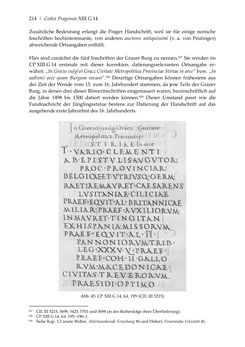 Image of the Page - 214 - in Der sogenannte Antiquus Austriacus und weitere auctores antiquissimi - Zur ältesten Überlieferung römerzeitlicher Inschriften im österreichischen Raum