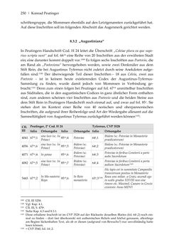 Image of the Page - 250 - in Der sogenannte Antiquus Austriacus und weitere auctores antiquissimi - Zur ältesten Überlieferung römerzeitlicher Inschriften im österreichischen Raum