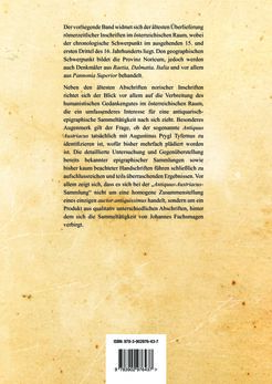 Image of the Page - Einband hinten - in Der sogenannte Antiquus Austriacus und weitere auctores antiquissimi - Zur ältesten Überlieferung römerzeitlicher Inschriften im österreichischen Raum