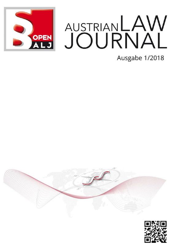 Cover of the book 'Austrian Law Journal, Volume 1/2018'