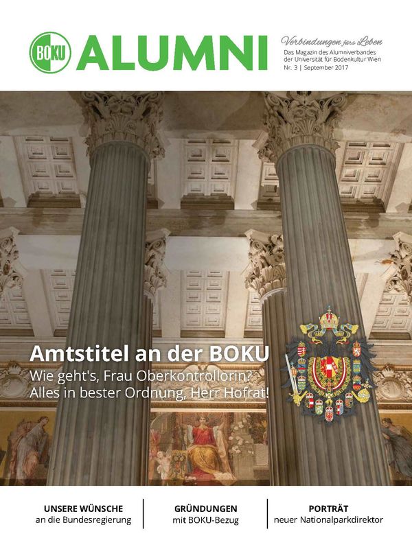 Bucheinband von 'Alumni - Das Magazin des Alumniverbandes der Universität für Bodenkultur Wien, Band 3/2017'