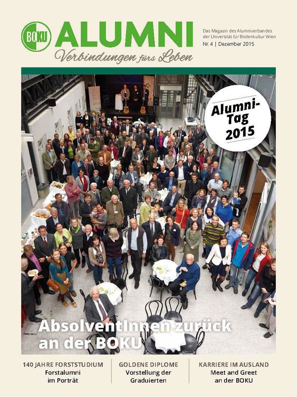 Bucheinband von 'Alumni - Das Magazin des Alumniverbandes der Universität für Bodenkultur Wien, Band 4/2015'