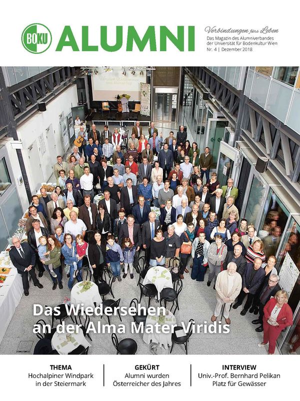 Cover of the book 'Alumni - Das Magazin des Alumniverbandes der Universität für Bodenkultur Wien, Volume 4/2018'