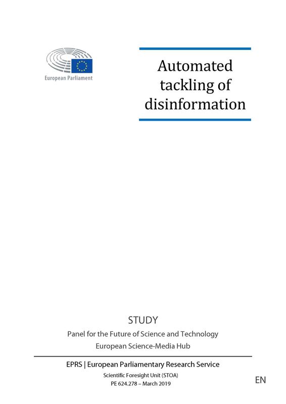 Cover of the book 'Automated tackling of disinformation'