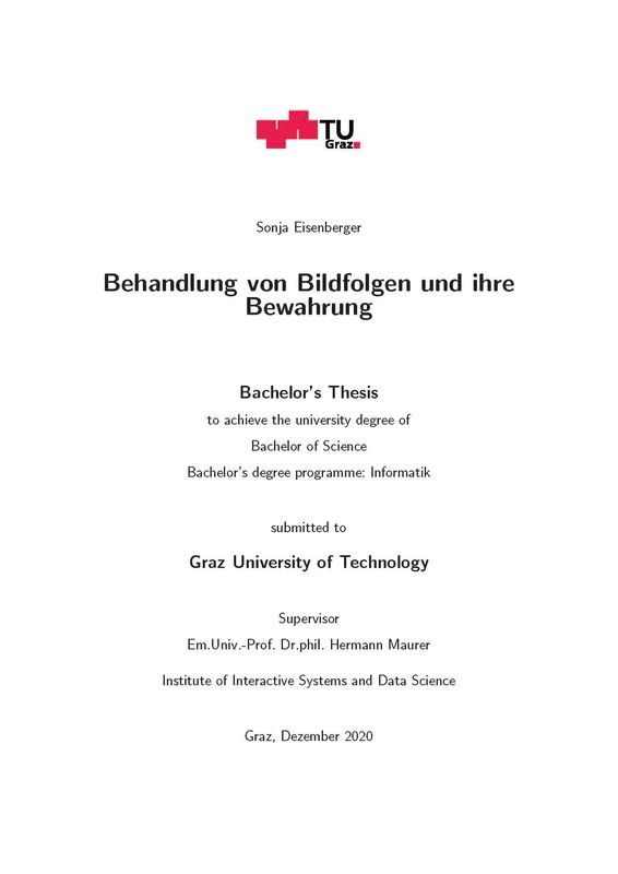 Bucheinband von 'Behandlung von Bildfolgen und ihre Bewahrung'