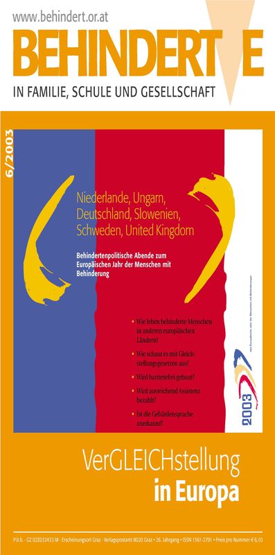 Cover of the book 'Behinderte in Familie, Schule und Gesellschaft, Volume 6/2003'
