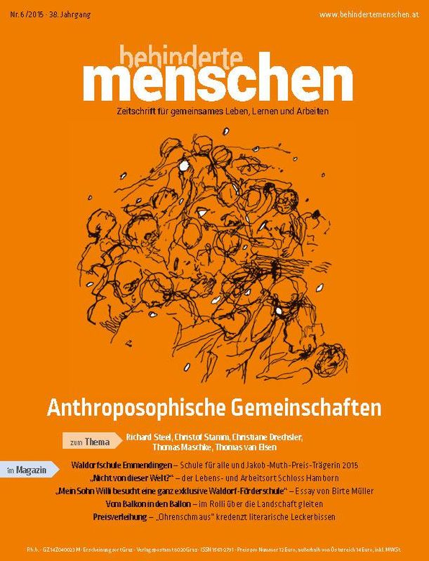 Bucheinband von 'Behinderte Menschen - Zeitschrift für gemeinsames Leben, Lernen und Arbeiten, Band 6/2015'